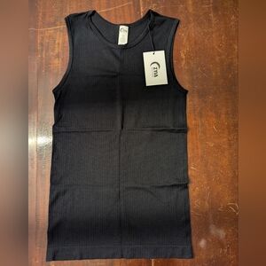 Zyia Black Ribbed Tank Top